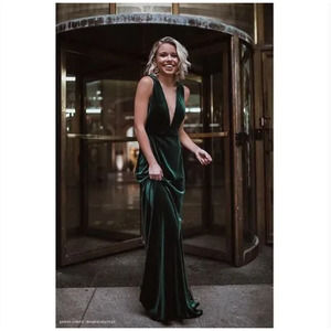 BHLDN Jenny Yoo Logan Velvet Maxi Dress Emerald 4 10, 12 NEW